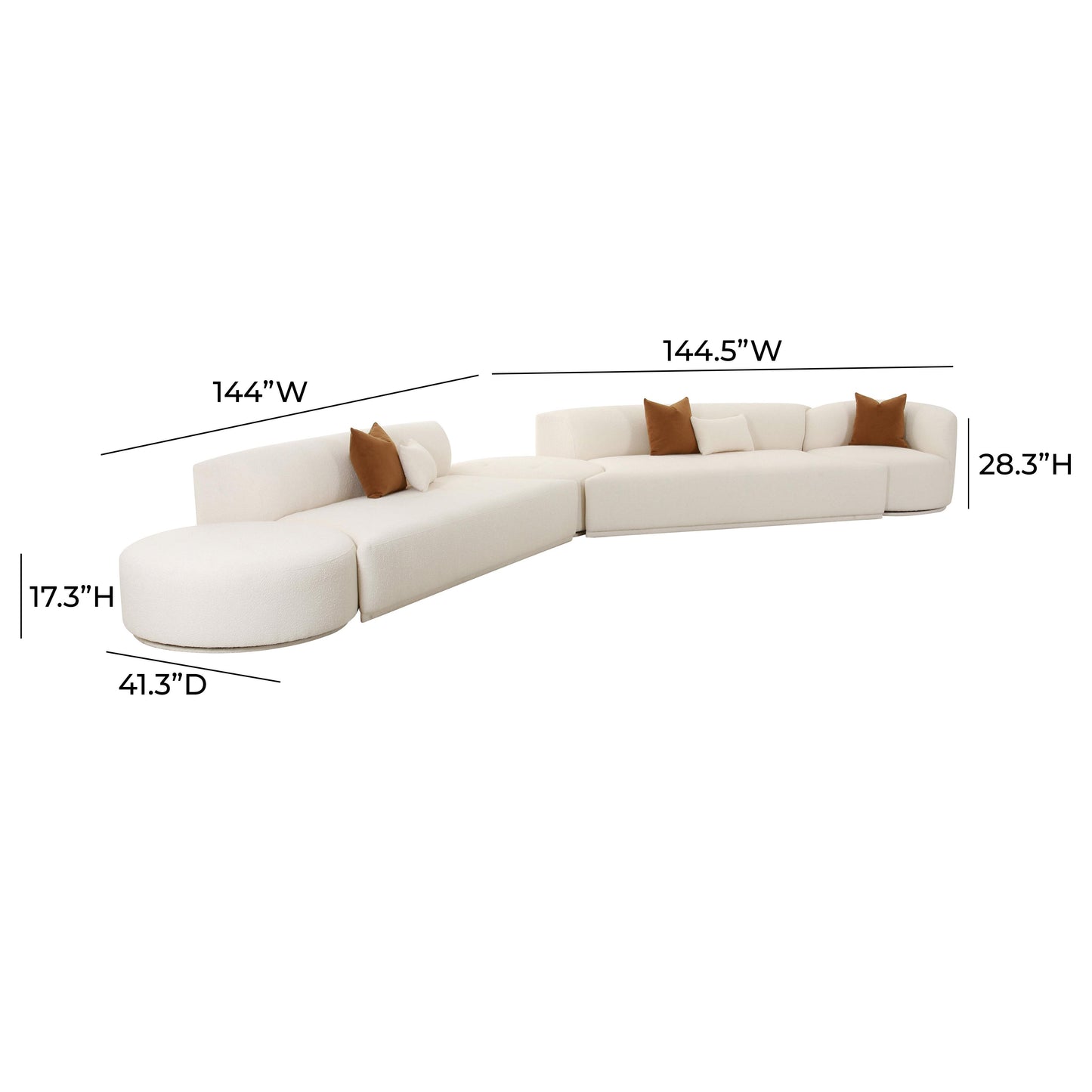 crosshatch cream boucle 5-piece modular chaise sectional