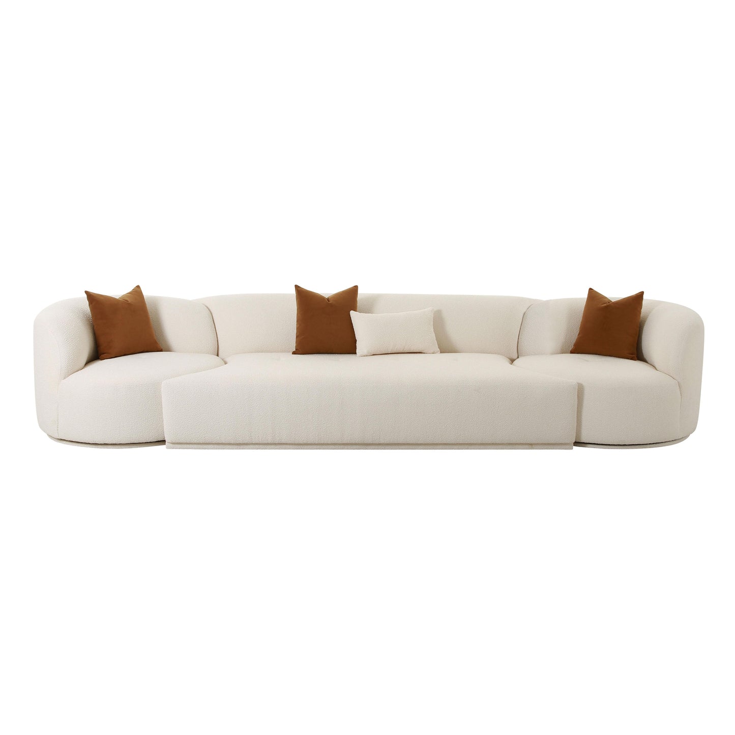 crosshatch cream boucle 3-piece modular sofa