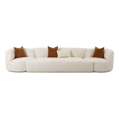 Crosshatch Cream Boucle 3-Piece Modular Sofa