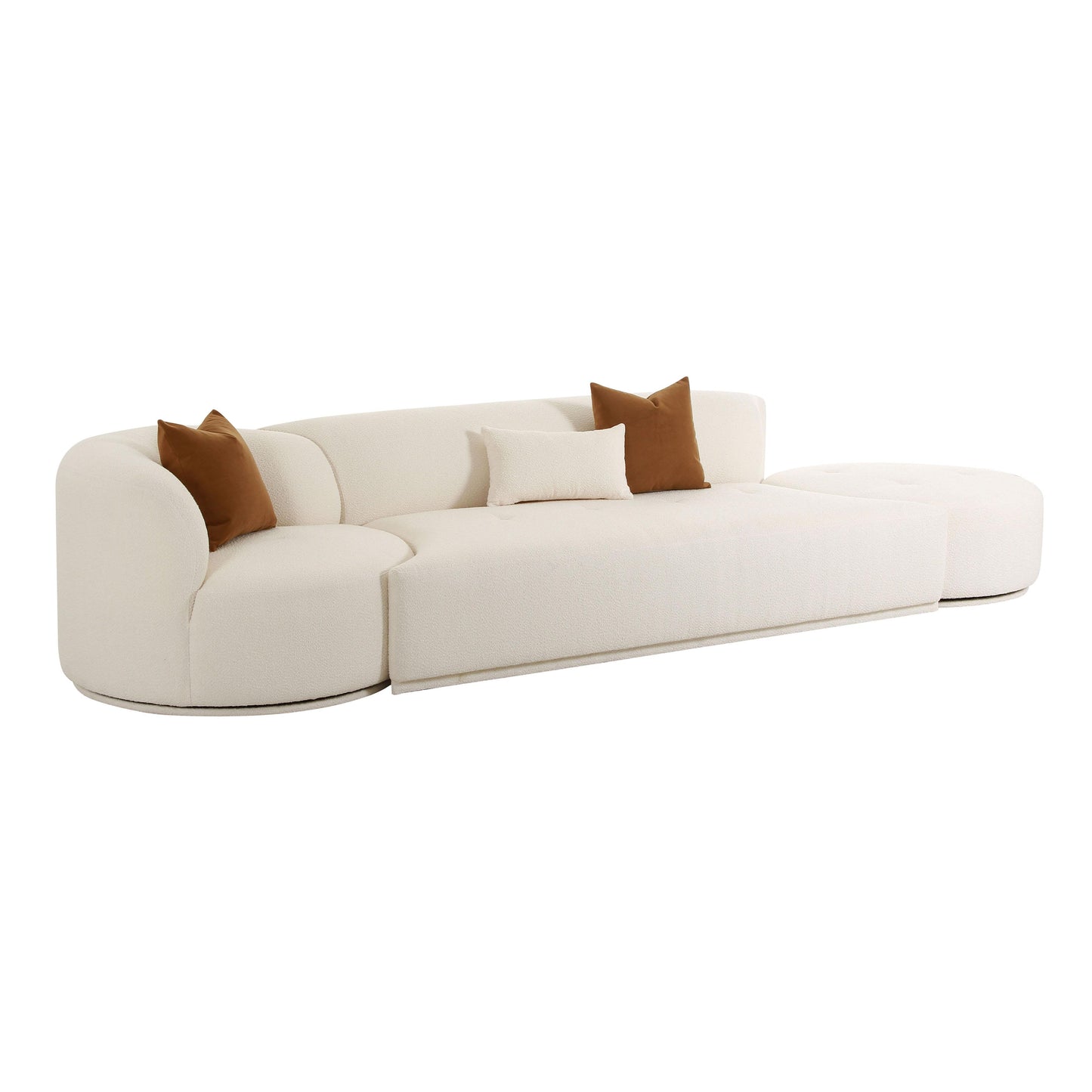 crosshatch cream boucle 3-piece chaise modular sofa