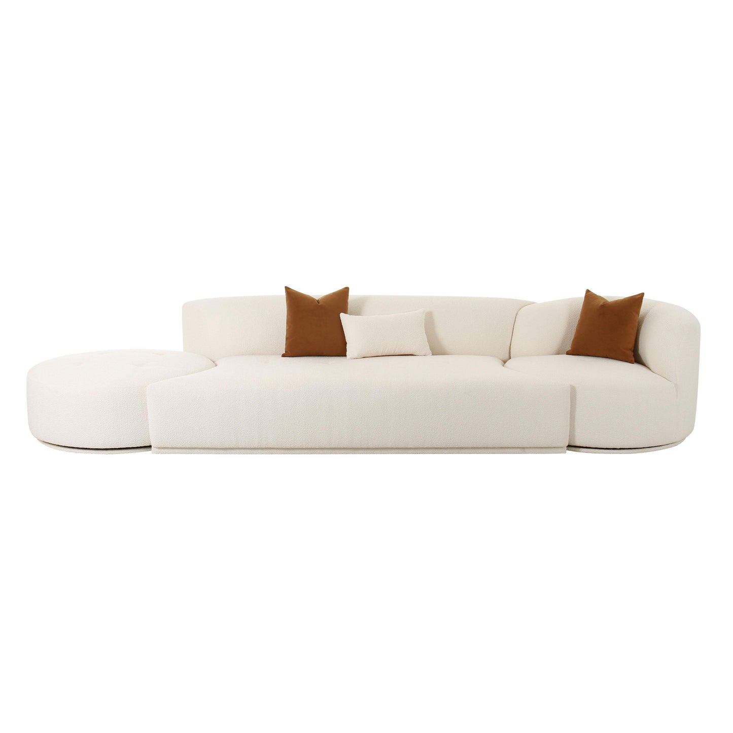 crosshatch cream boucle 3-piece chaise modular sofa