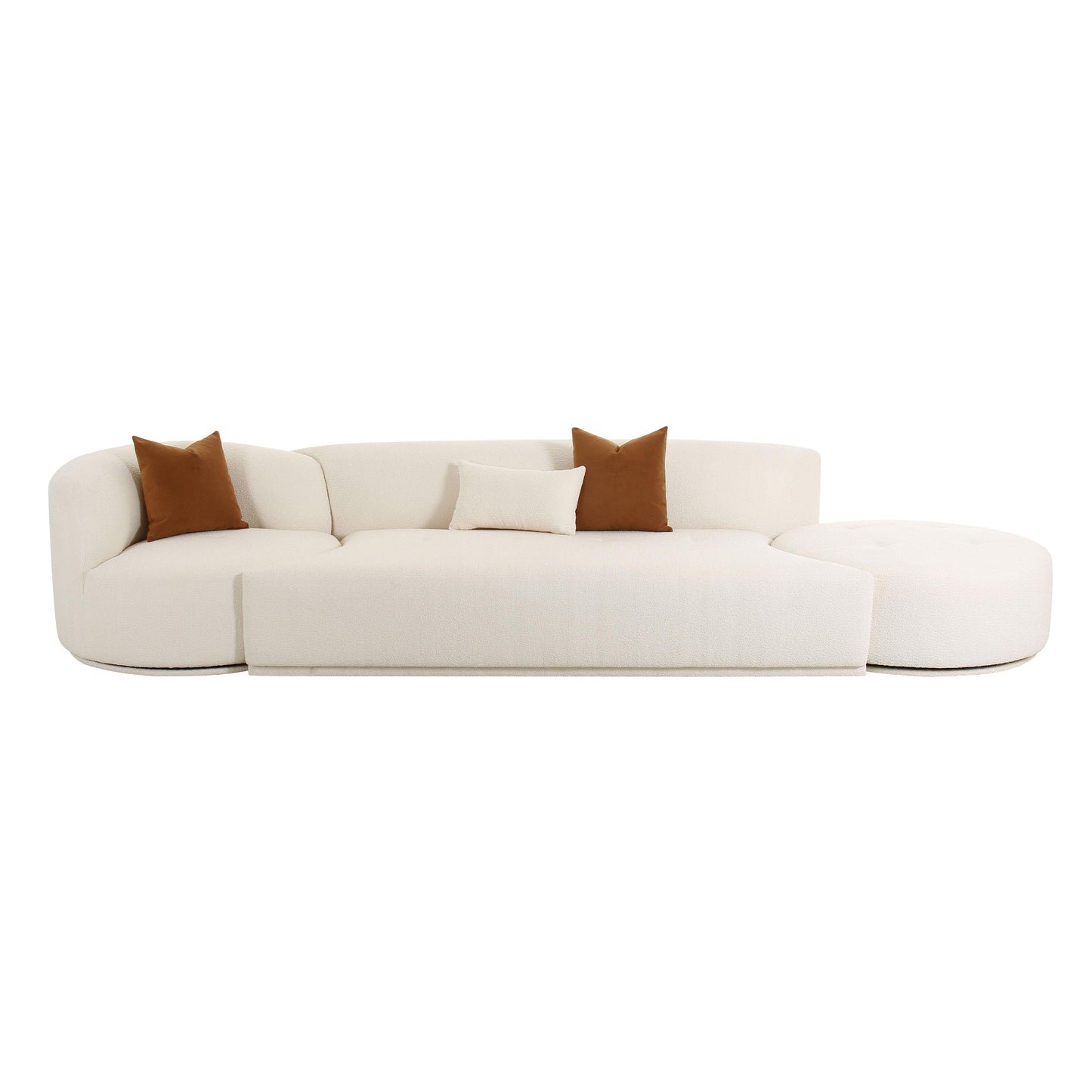 crosshatch cream boucle 3-piece chaise modular sofa