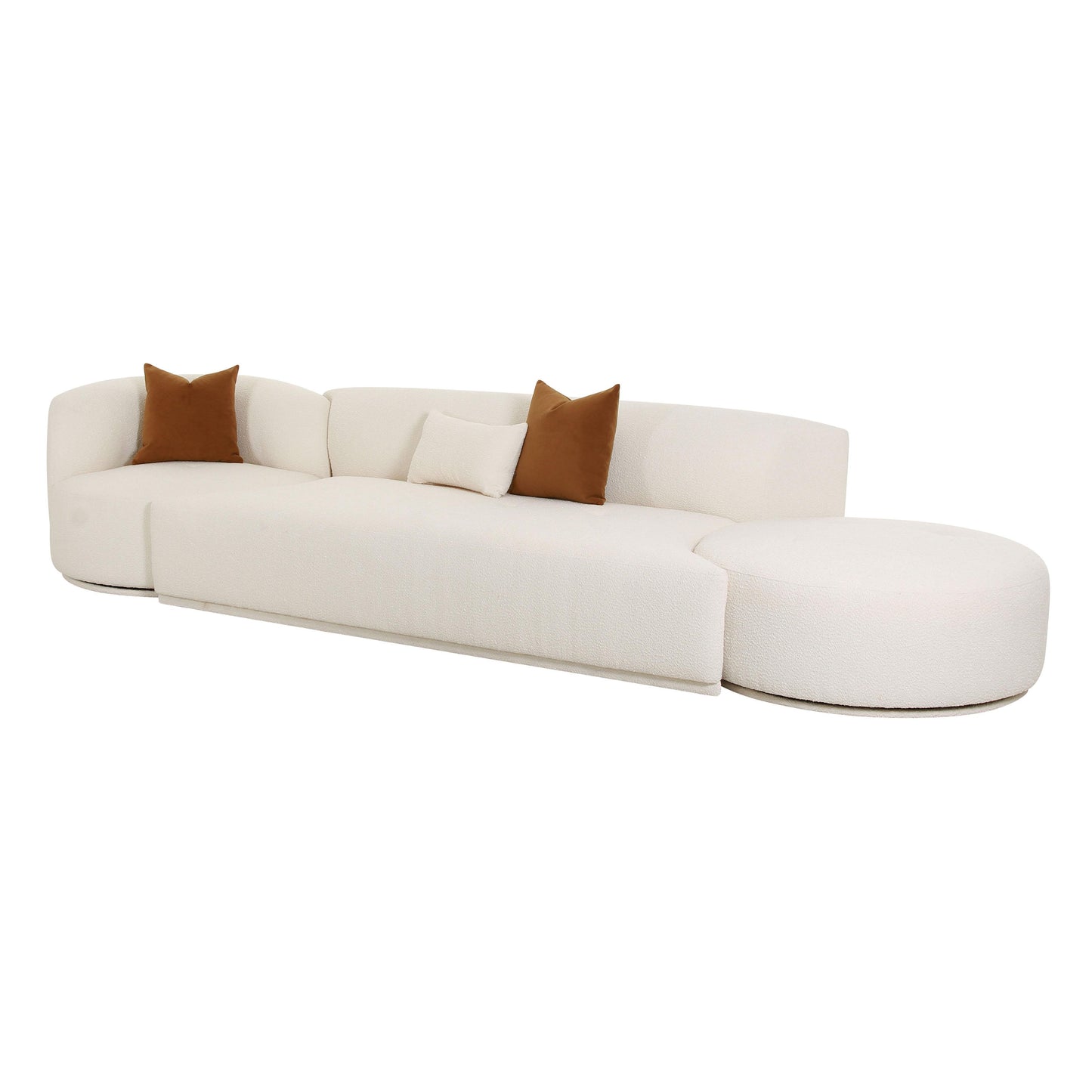 crosshatch cream boucle 3-piece chaise modular sofa