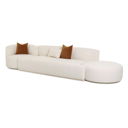 Crosshatch Cream Boucle 3-Piece Chaise Modular Sofa