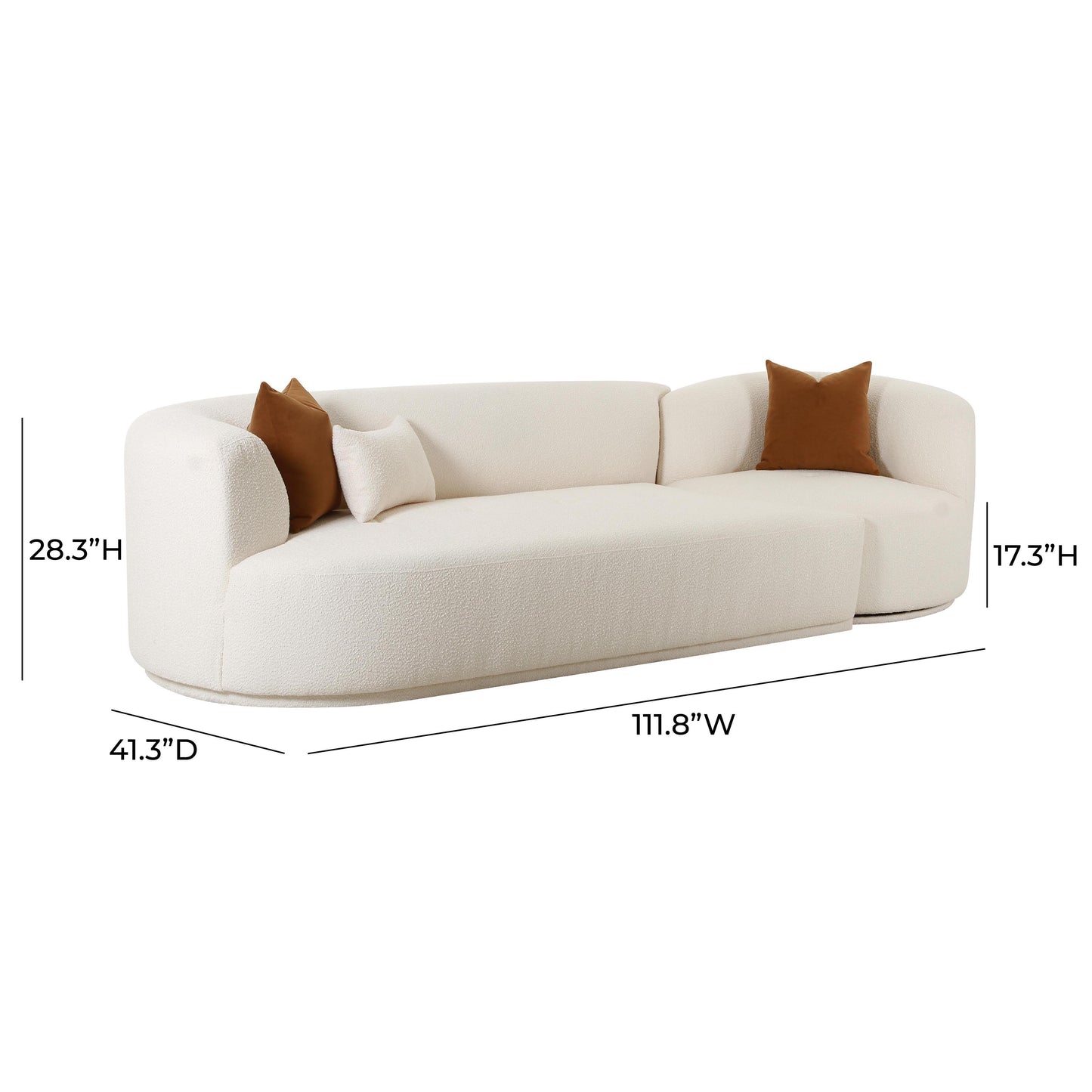 crosshatch cream boucle 2-piece modular laf sofa