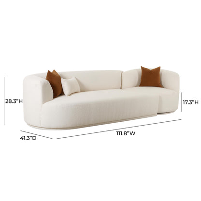 Crosshatch Cream Boucle 2-Piece Modular LAF Sofa