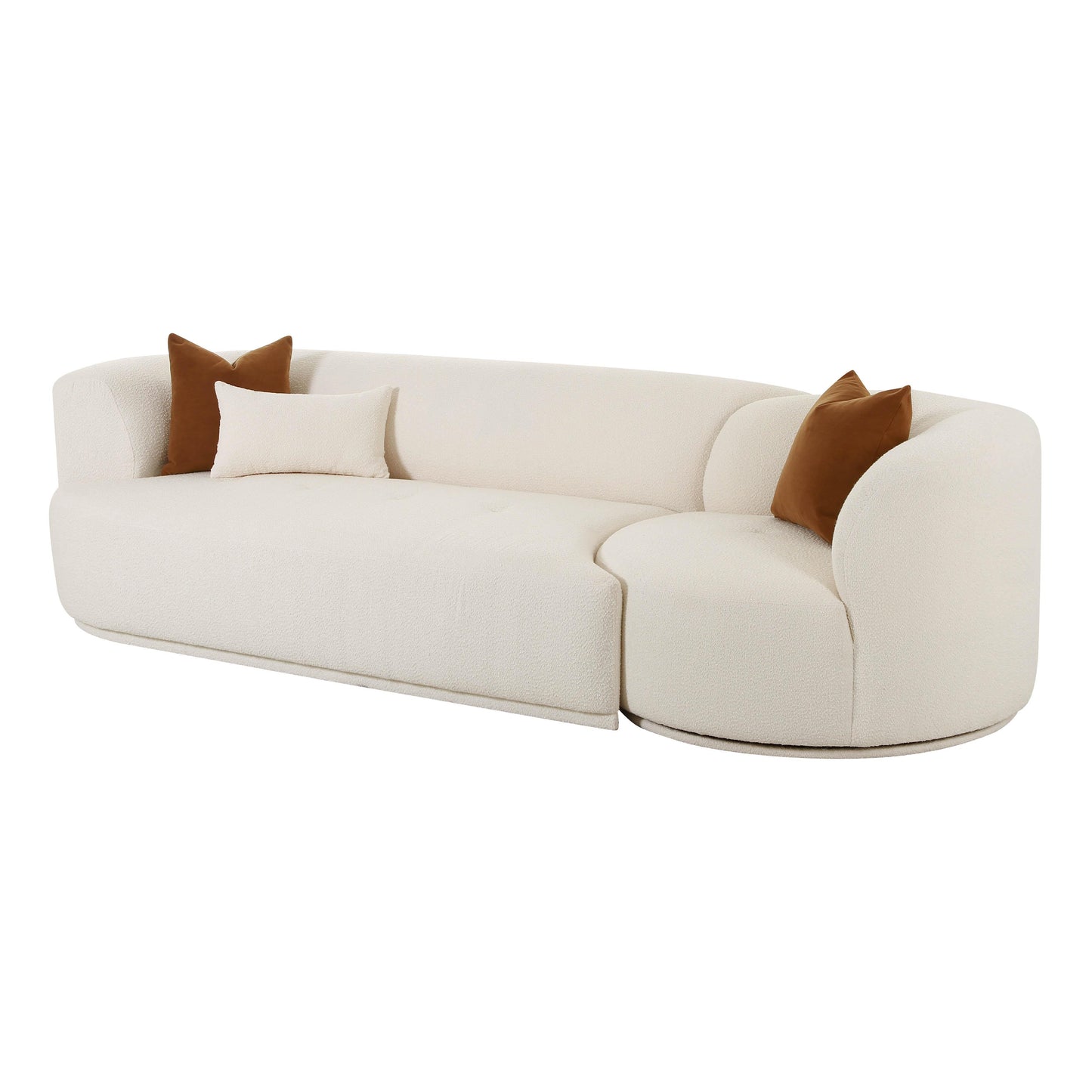 crosshatch cream boucle 2-piece modular laf sofa