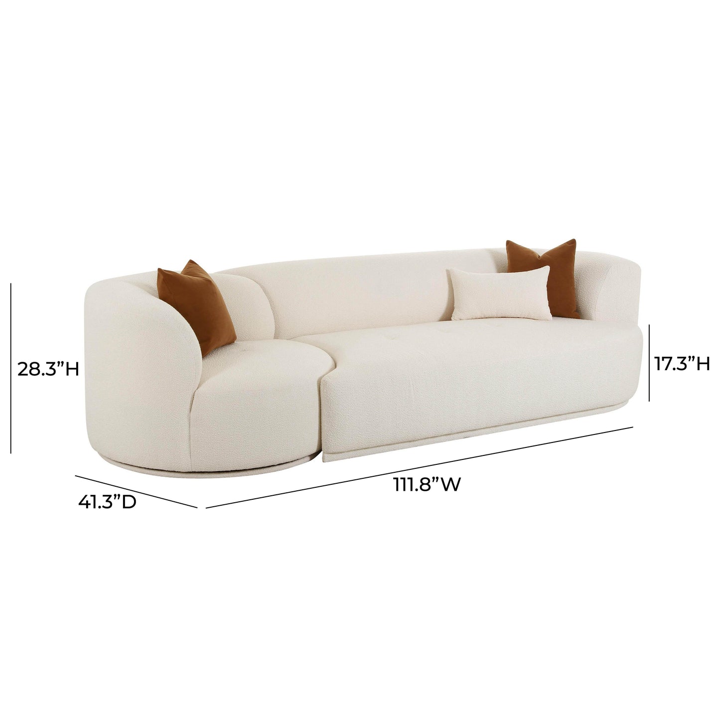 crosshatch cream boucle 2-piece modular raf sofa