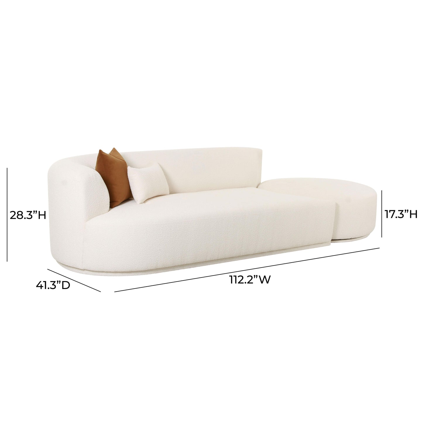 crosshatch cream boucle 2-piece chaise modular laf sofa