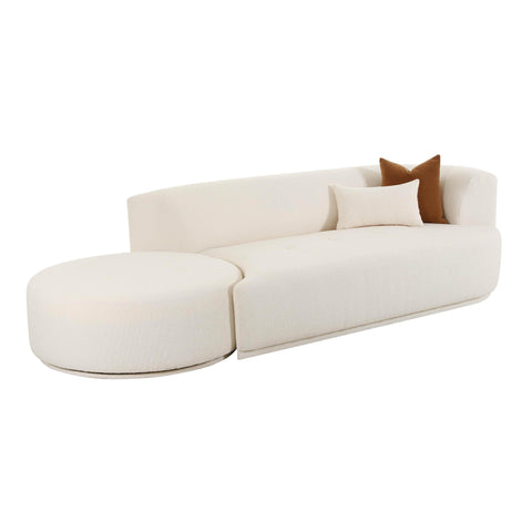 Delphine Garda 112" 2-Piece Cream Performance Boucle Chaise Modular Sofa - image 1