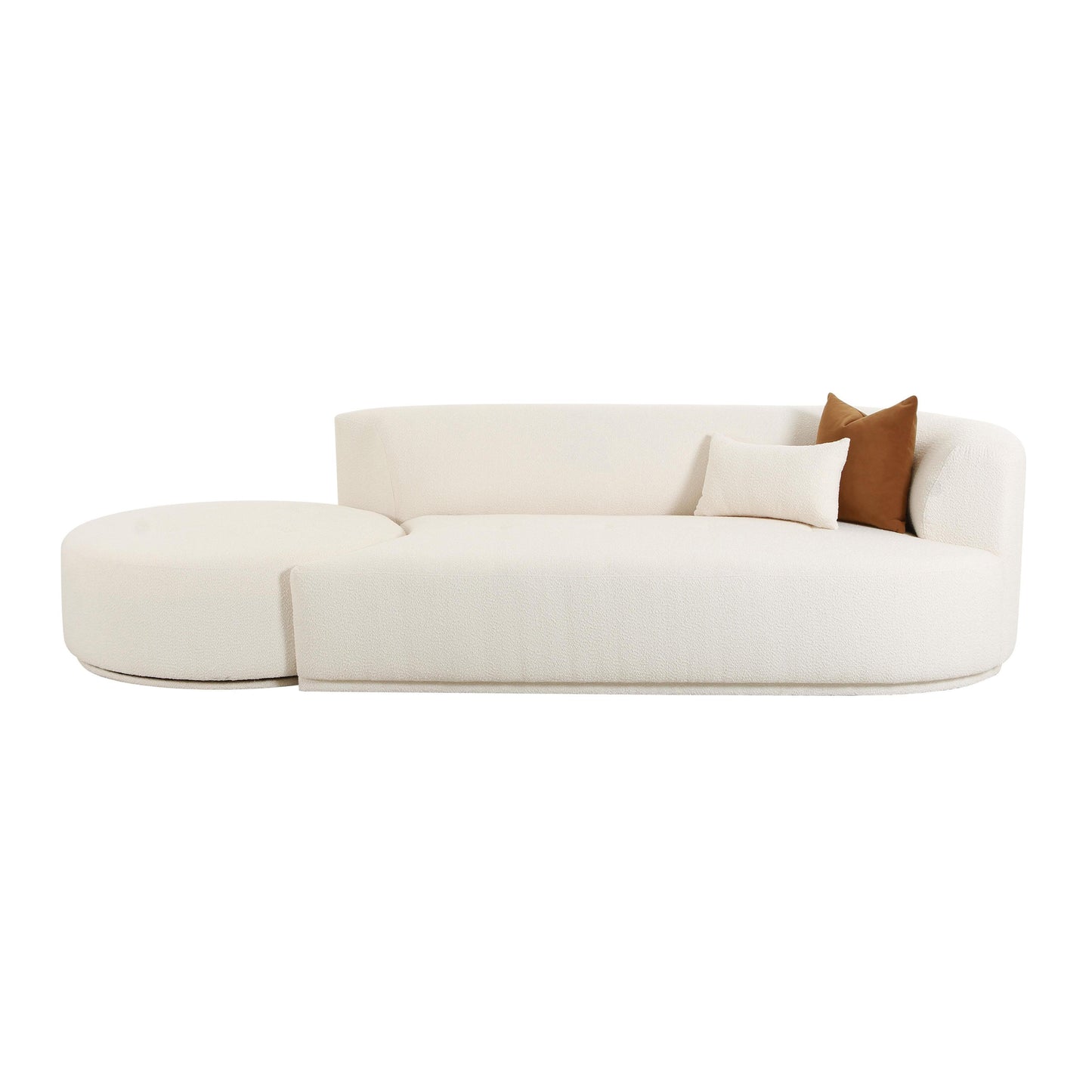 crosshatch cream boucle 2-piece chaise modular raf sofa