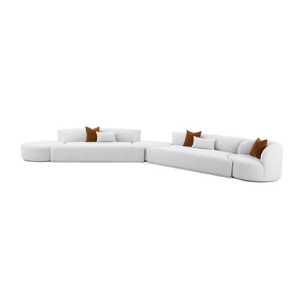 Crosshatch Grey Velvet 5-Piece Modular Chaise Sectional