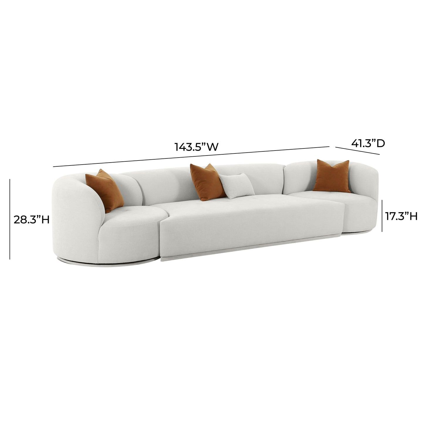 crosshatch grey velvet 3-piece modular sofa