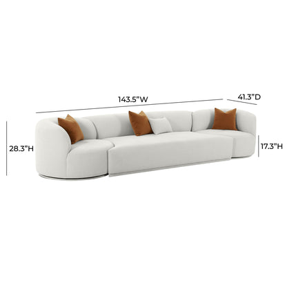 Crosshatch Grey Velvet 3-Piece Modular Sofa