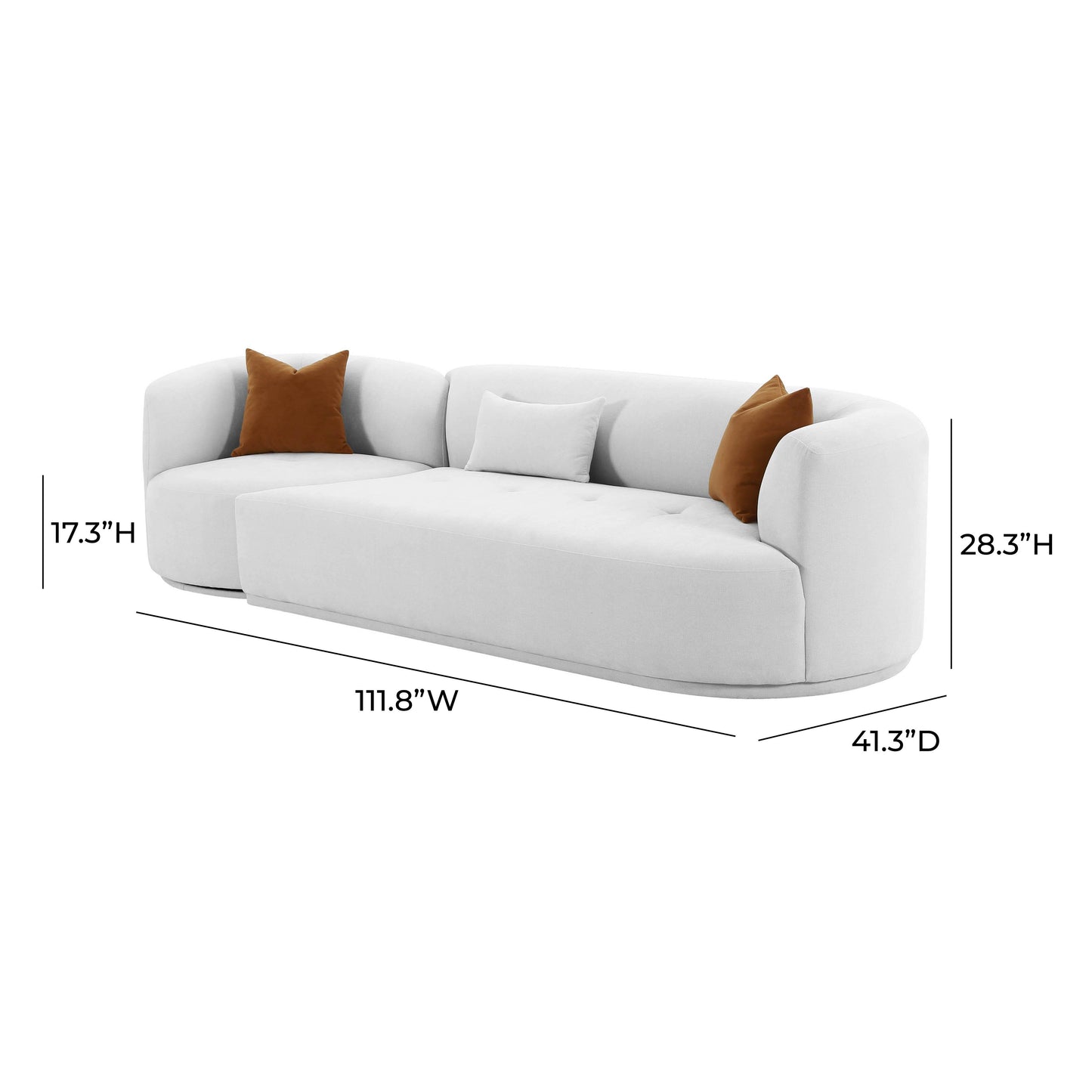 crosshatch grey velvet 2-piece modular raf sofa
