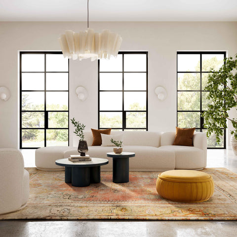 Crosshatch Cream Boucle Modular Armless Loveseat