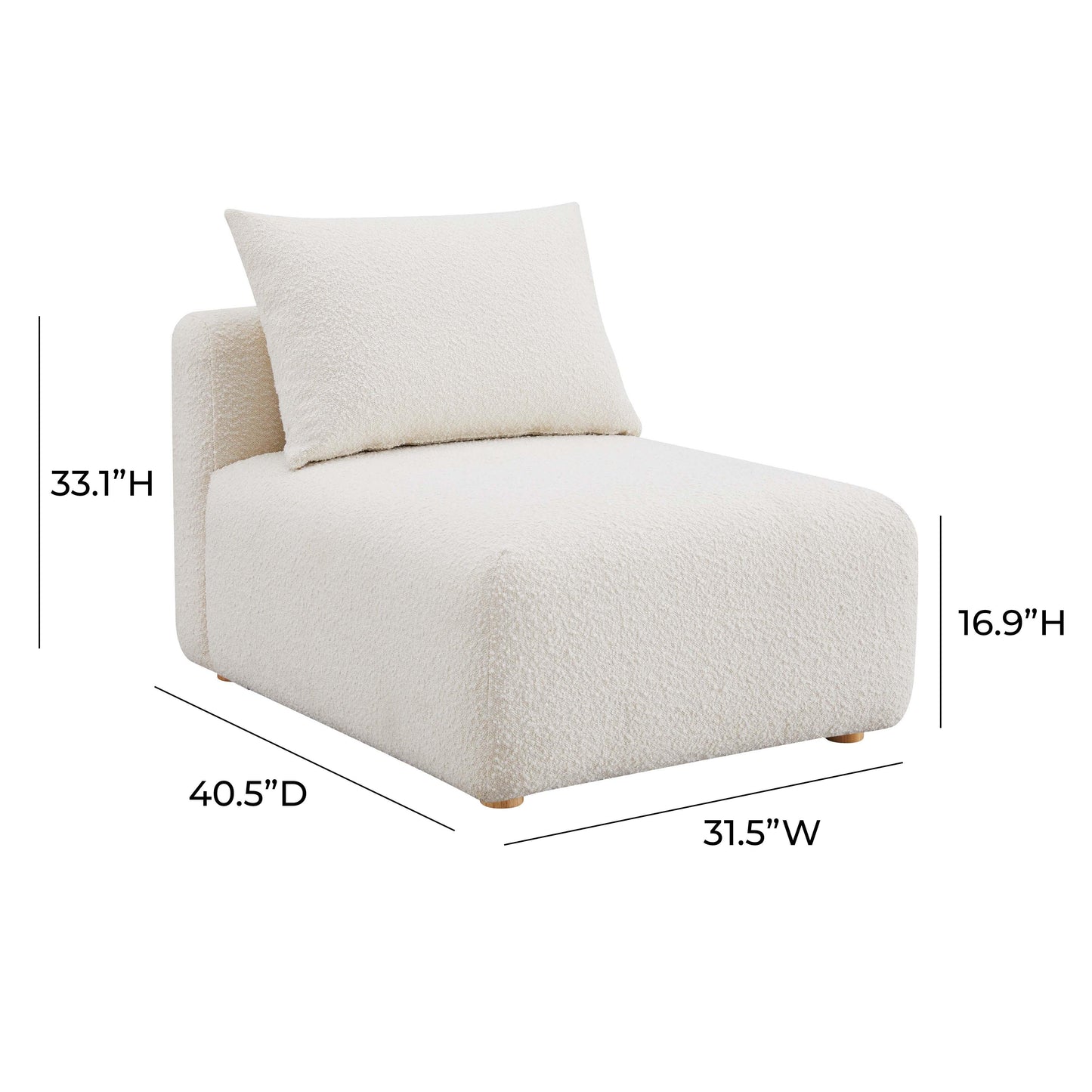 julianna cream boucle modular armless chair