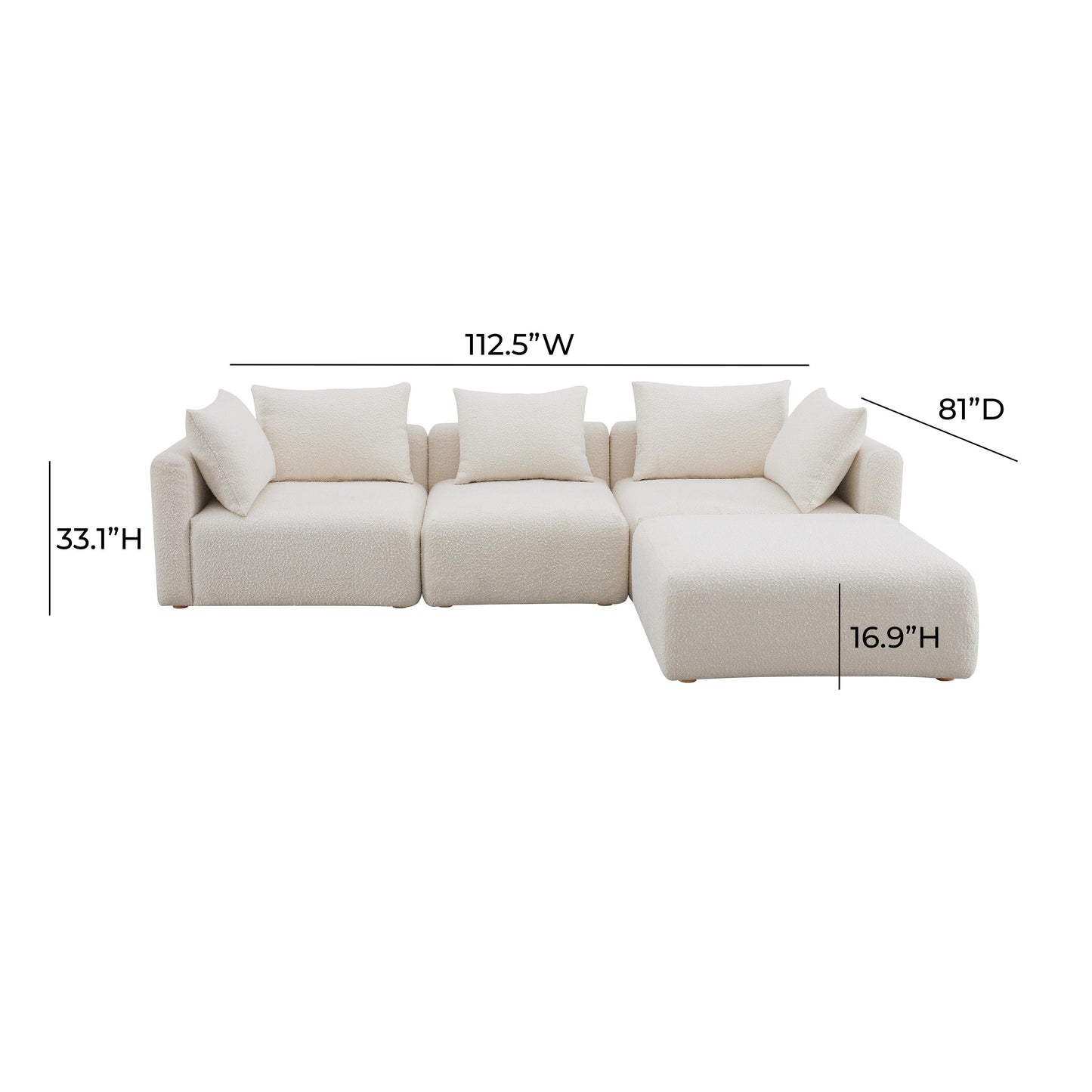 julianna cream boucle 4-piece modular sectional