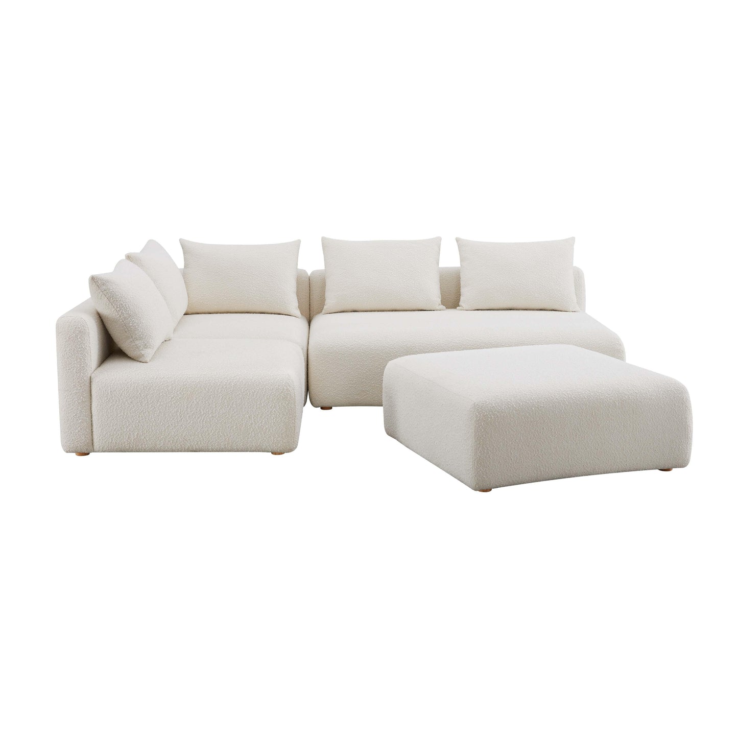 julianna cream boucle 4-piece modular chaise sectional