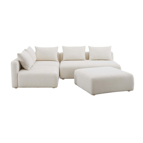 Camille Loire 4-Piece Cream Performance Boucle Modular Chaise Sectional - image 4
