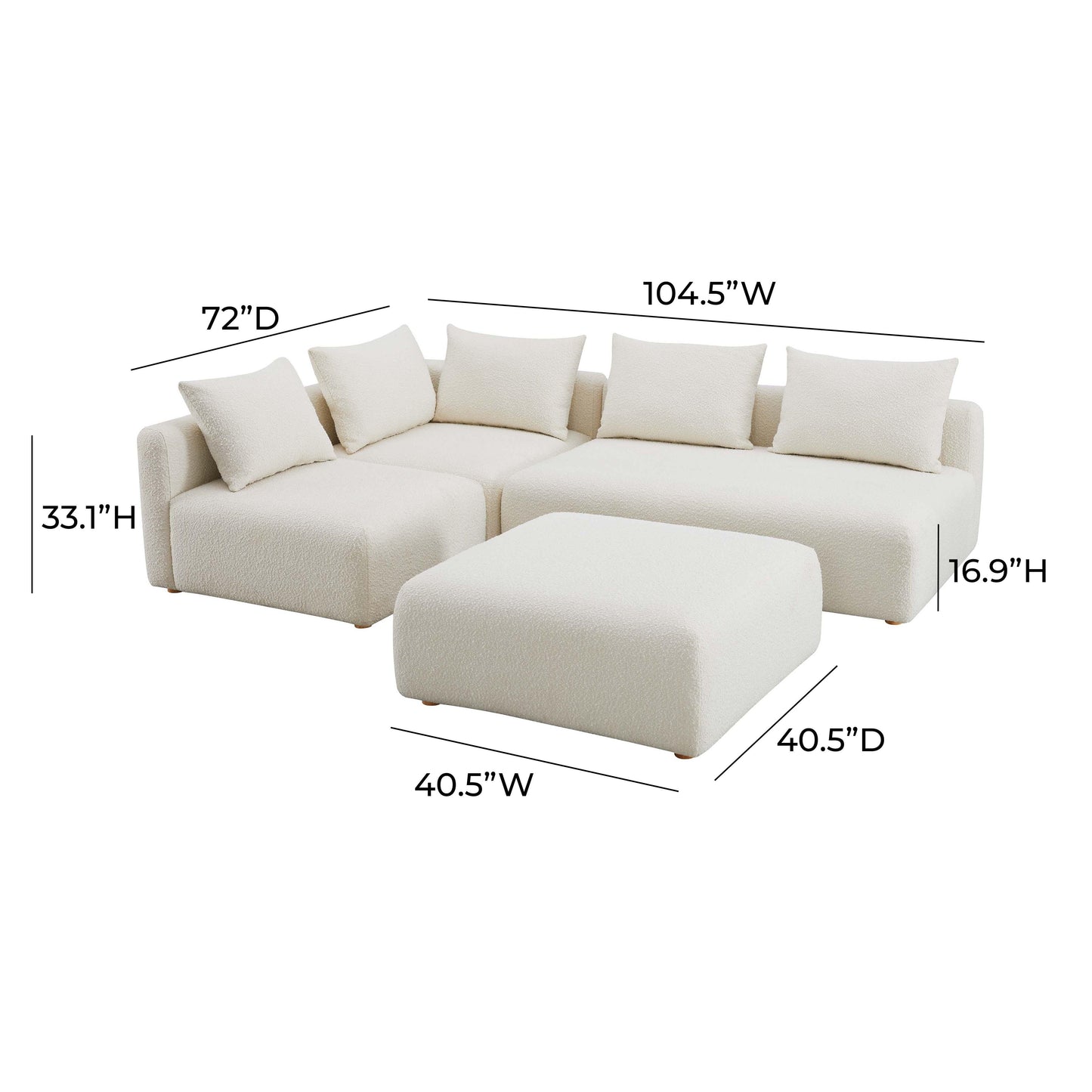 julianna cream boucle 4-piece modular chaise sectional