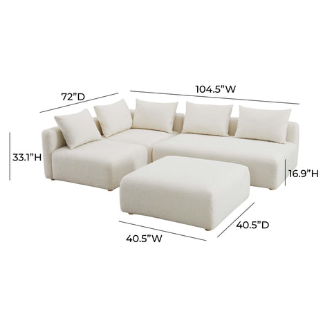Camille Loire 4-Piece Cream Performance Boucle Modular Chaise Sectional - image 6