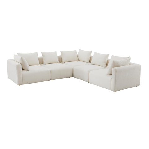 Camille Loire 5-Piece Cream Performance Boucle Modular L-Sectional - image 3
