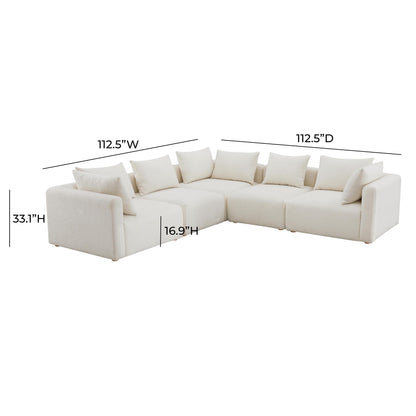 Julianna Cream Boucle 5-Piece Modular L-Sectional