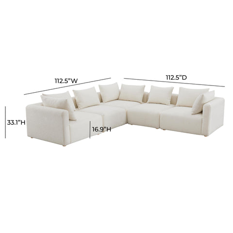 Camille Loire 5-Piece Cream Performance Boucle Modular L-Sectional - image 5