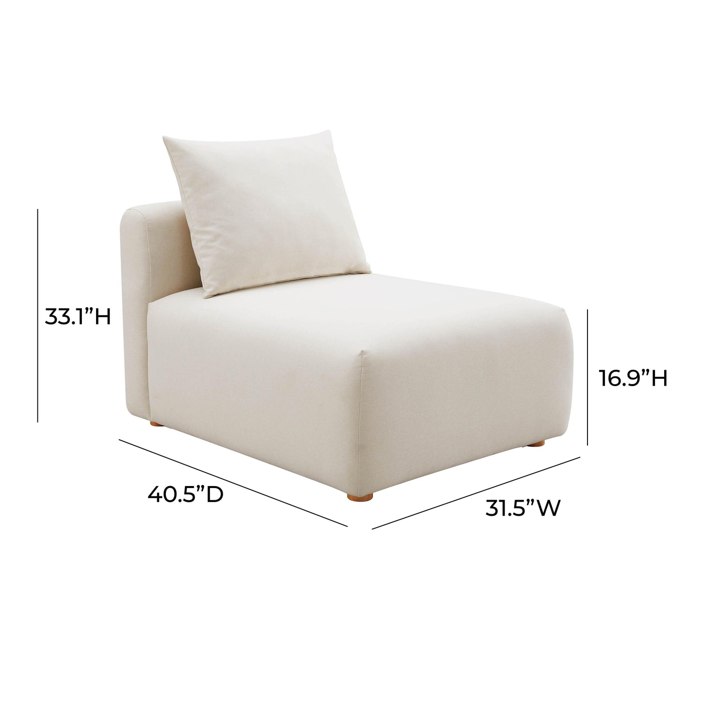 julianna cream linen modular armless chair