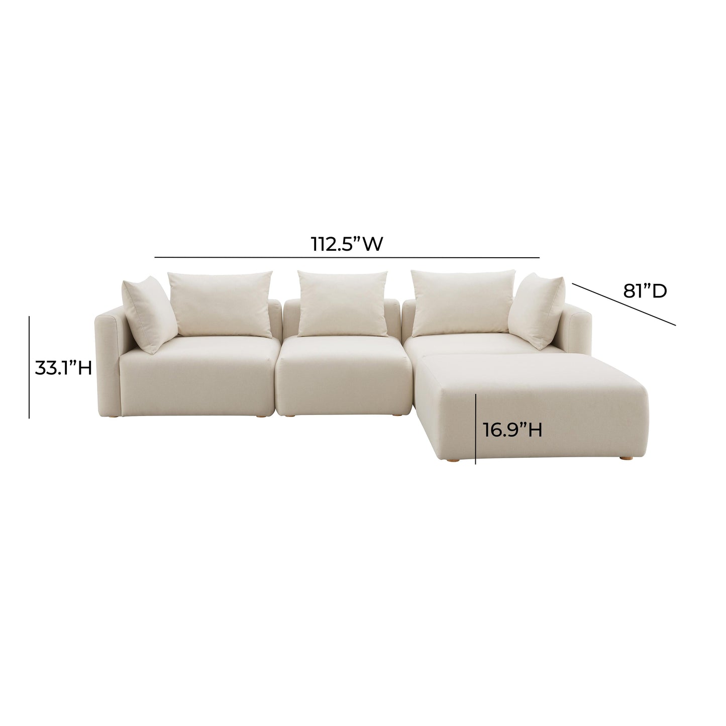 julianna cream linen 4-piece modular sectional