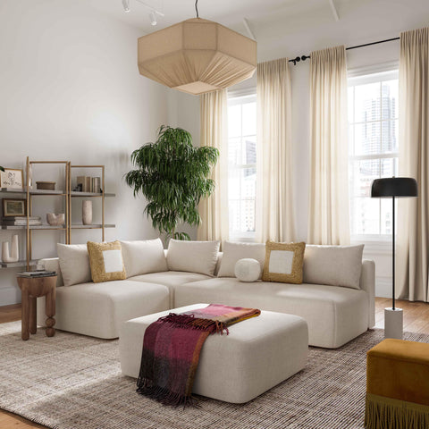 Camille Loire 4-Piece Cream Performance Linen Modular Chaise Sectional - image 2