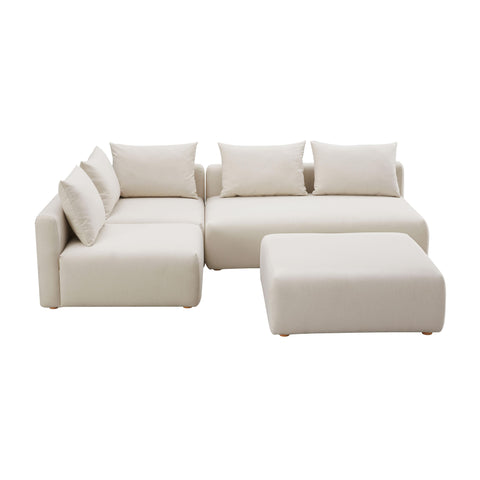 Camille Loire 4-Piece Cream Performance Linen Modular Chaise Sectional - image 3