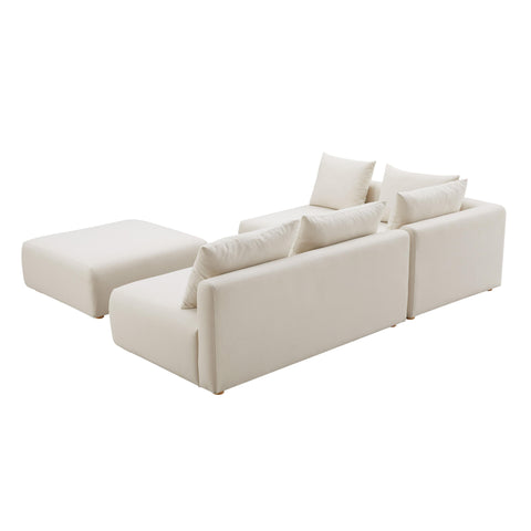 Camille Loire 4-Piece Cream Performance Linen Modular Chaise Sectional - image 4