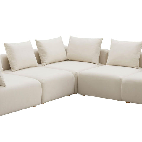 Camille Loire 5-Piece Cream Performance Linen Modular L-Sectional - image 3