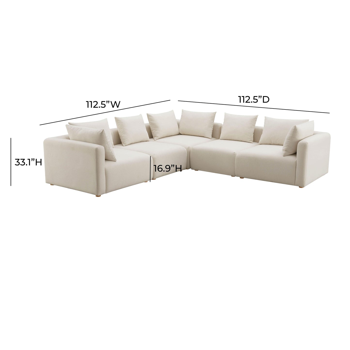 julianna cream linen 5-piece modular l-sectional