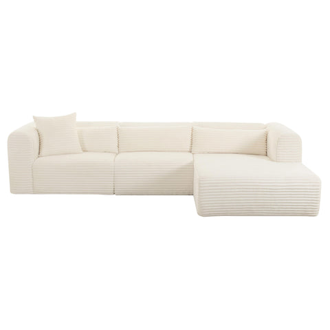 Brandy Fluffy Oversized Cream Corduroy Modular RAF Sectional