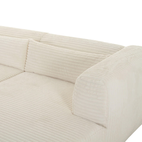 Brandy Fluffy Oversized Cream Corduroy Modular RAF Sectional