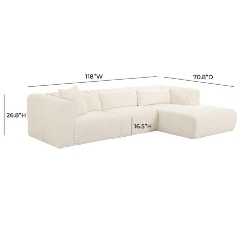 Brandy Fluffy Oversized Cream Corduroy Modular RAF Sectional