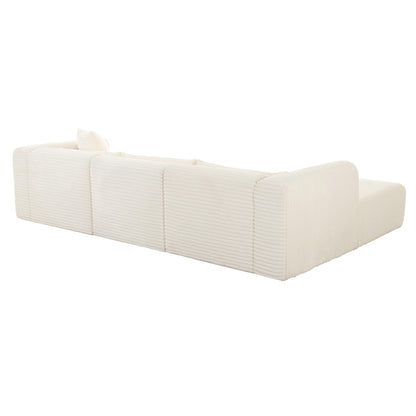 Brandy Fluffy Oversized Cream Corduroy Modular LAF Sectional