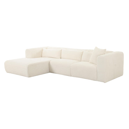 Brandy Fluffy Oversized Cream Corduroy Modular LAF Sectional