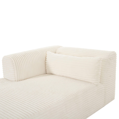 Brandy Fluffy Oversized Cream Corduroy Modular LAF Chaise