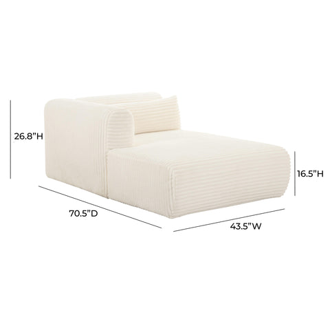 Brandy Fluffy Oversized Cream Corduroy Modular LAF Chaise