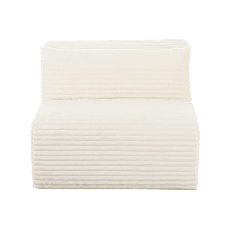 Brandy Fluffy Oversized Cream Corduroy Modular Armless Chair
