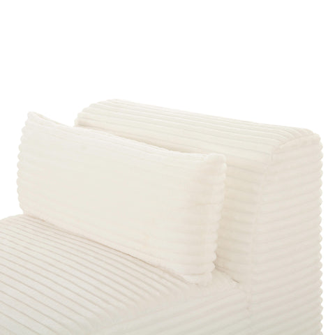 Brandy Fluffy Oversized Cream Corduroy Modular Armless Chair