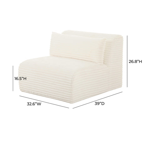 Brandy Fluffy Oversized Cream Corduroy Modular Armless Chair