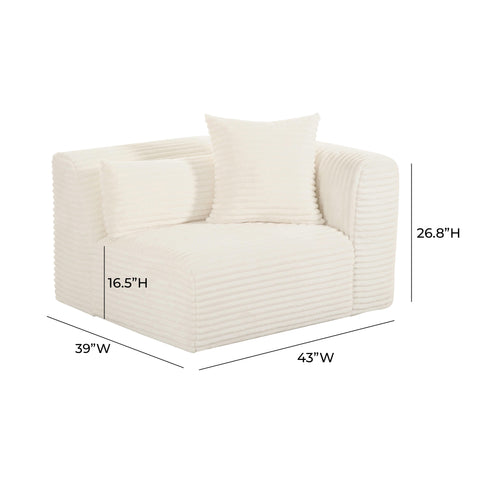 Brandy Fluffy Oversized Cream Corduroy Modular RAF Corner Chair