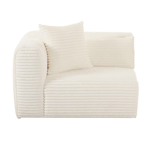 Brandy Fluffy Oversized Cream Corduroy Modular LAF Corner Chair