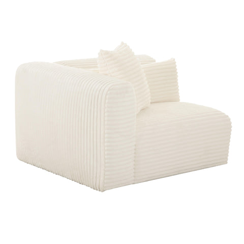 Brandy Fluffy Oversized Cream Corduroy Modular LAF Corner Chair