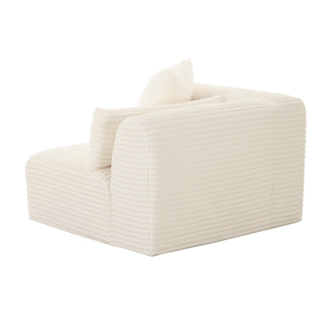 Brandy Fluffy Oversized Cream Corduroy Modular LAF Corner Chair